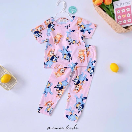 Miwoo Cotton Terno Tshirt with pocket and Pajama sleepwear Set for 1-5 years old