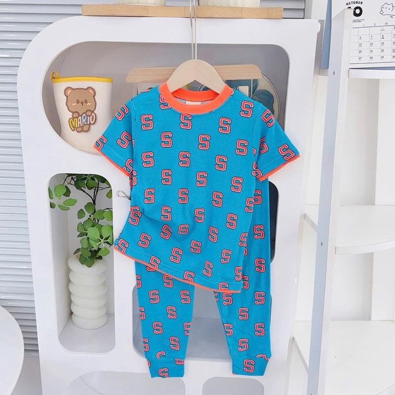 Big size 6-10 years old cotton terno Tshirt ang pajama sleepwear set for kids