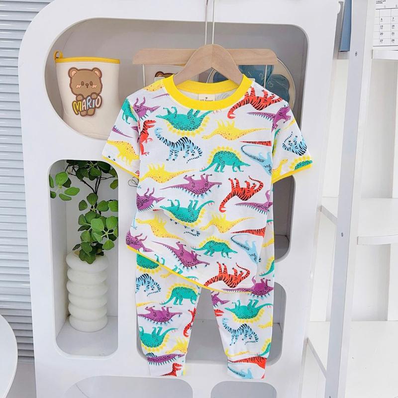 Big size 6-10 years old cotton terno Tshirt ang pajama sleepwear set for kids