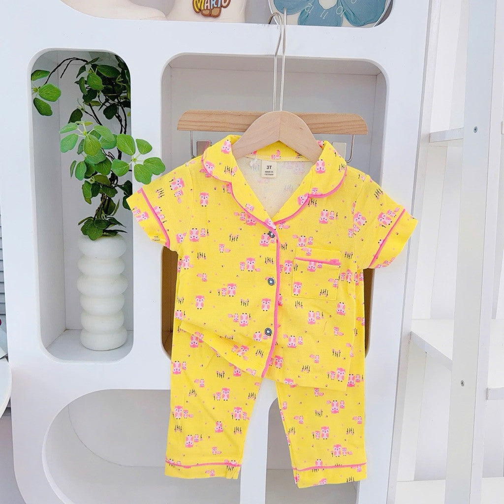 1-5 years old Cotton Terno Polo and Pajama sleepwear set for kids