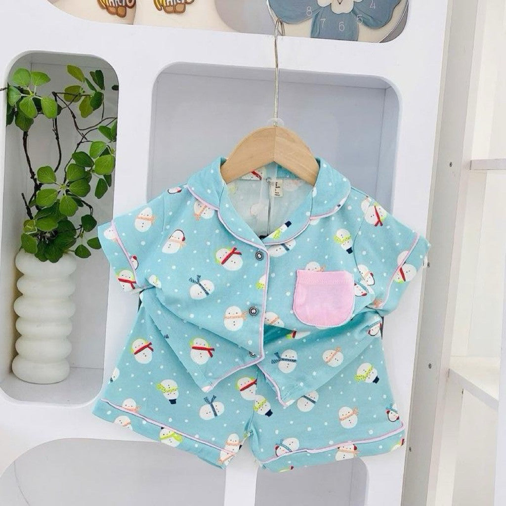 Pure cotton Polo and Shorts sleepwear set for 1-5 years old