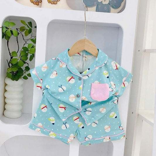 Pure cotton Polo and Shorts sleepwear set for 1-5 years old