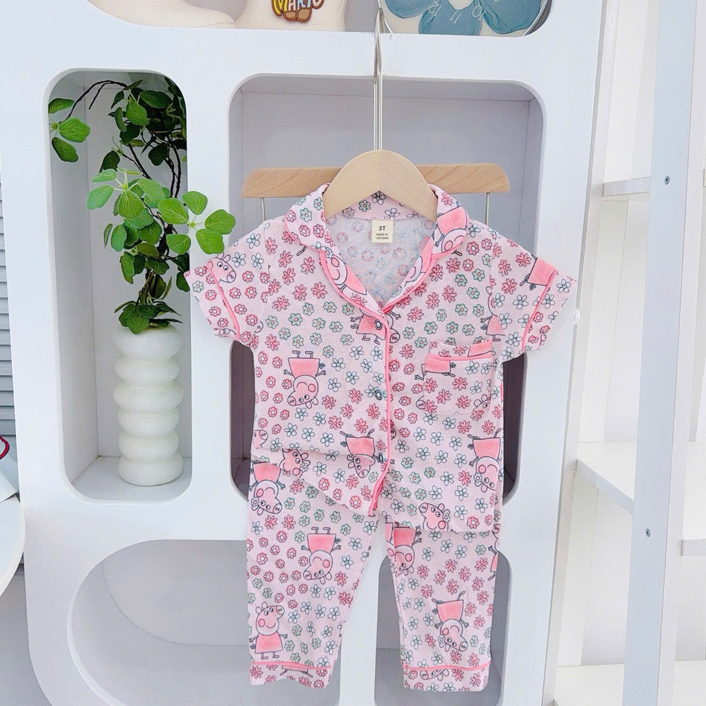 1-5 years old Cotton Terno Polo and Pajama sleepwear set for kids