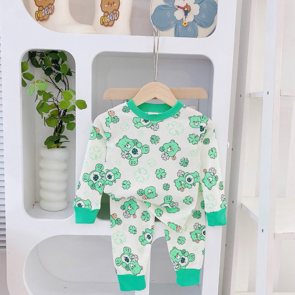 Cotton terno longsleeves polo and pajama sleepwear set for 1-5 years old