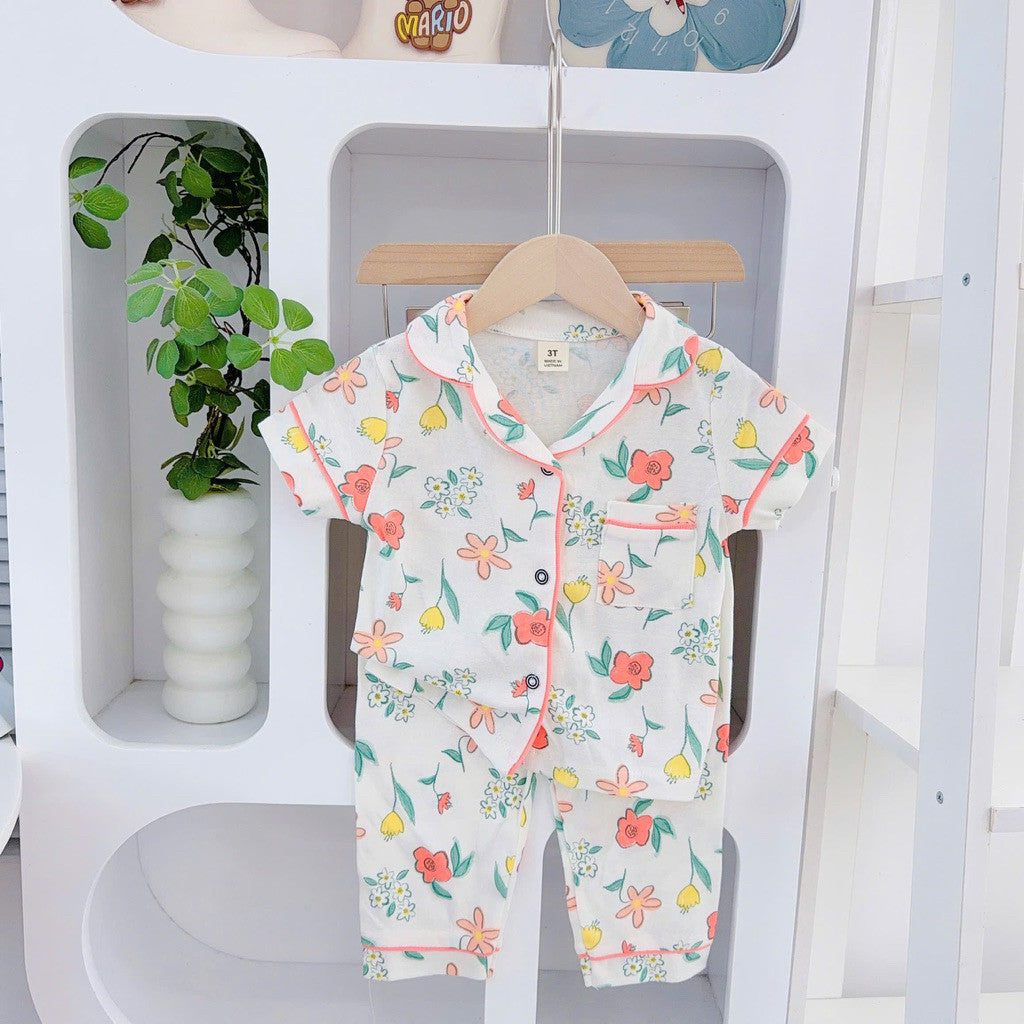 1-5 years old Cotton Terno Polo and Pajama sleepwear set for kids