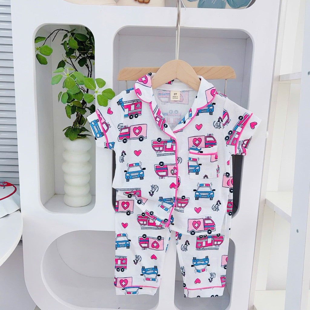 1-5 years old Cotton Terno Polo and Pajama sleepwear set for kids