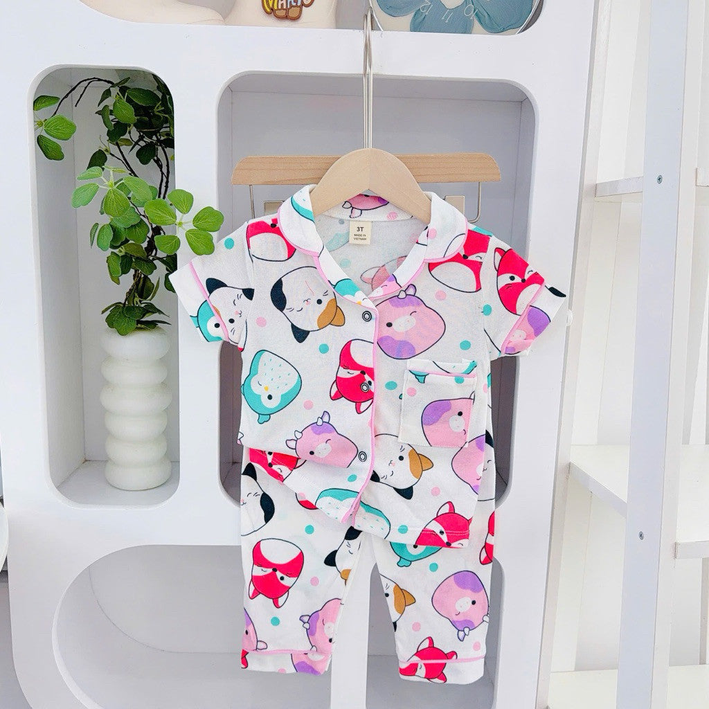 1-5 years old Cotton Terno Polo and Pajama sleepwear set for kids