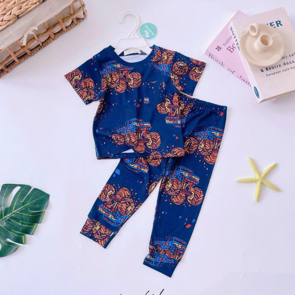 Miwoo Cotton Terno Tshirt with pocket and Pajama sleepwear Set for 1-5 years old