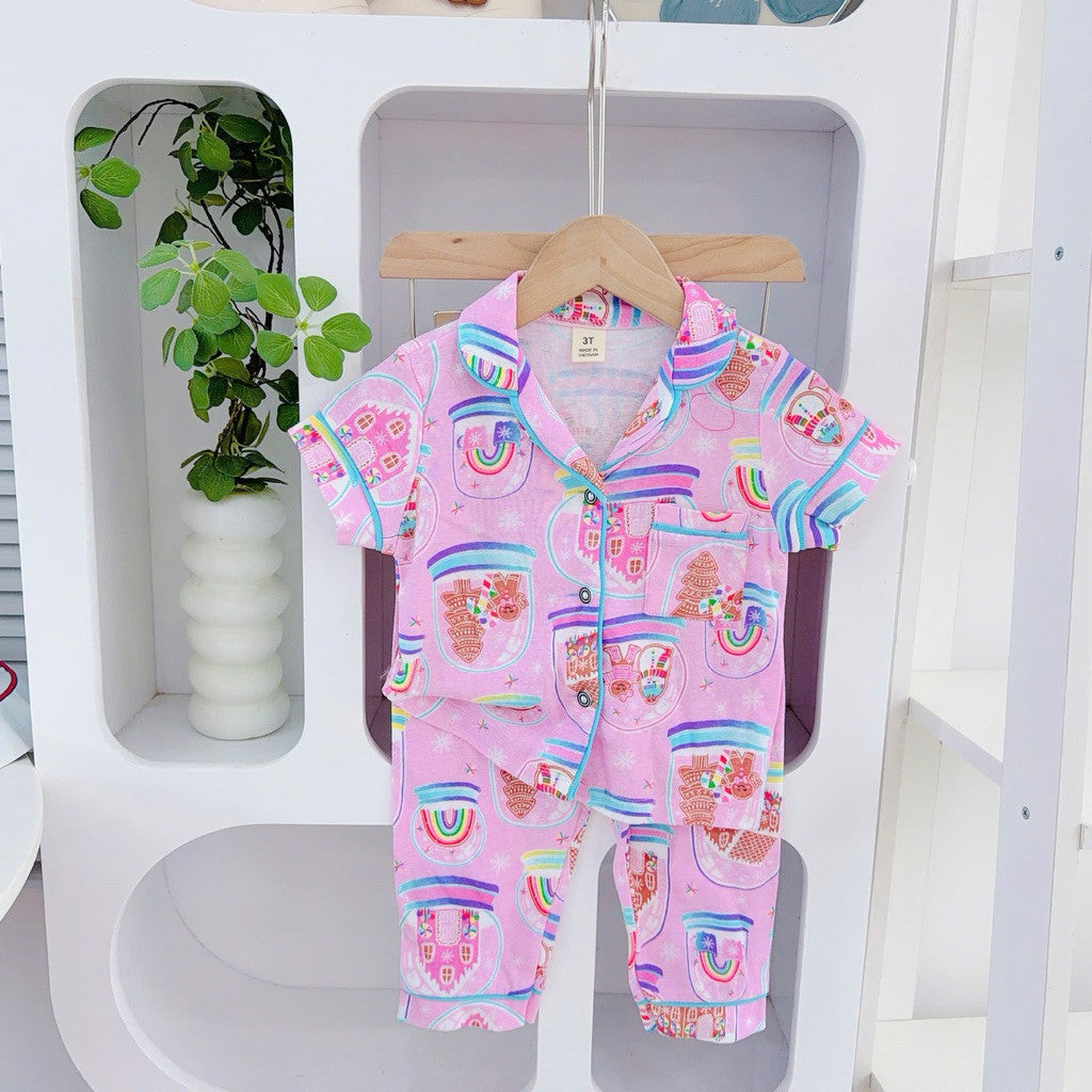 1-5 years old Cotton Terno Polo and Pajama sleepwear set for kids