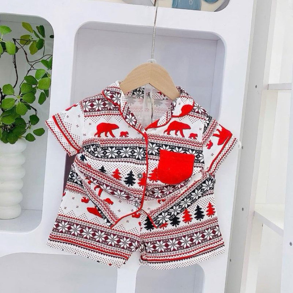 Pure cotton Polo and Shorts sleepwear set for 1-5 years old