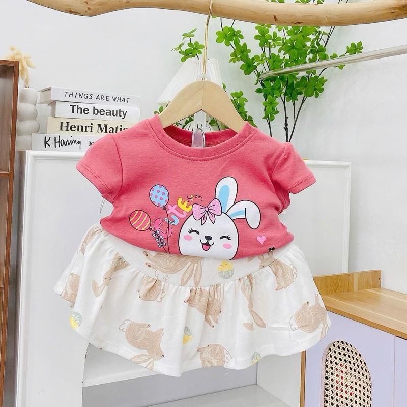 Colored Cotton Top & Skirt Outfit Set for 1-5 years old