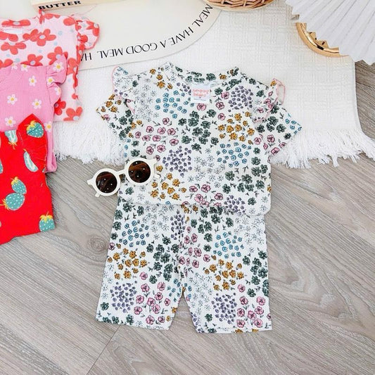 Baby Bizz 1-5 years old Cotton Ruffles T-Shirt & Shorts Set for Kids