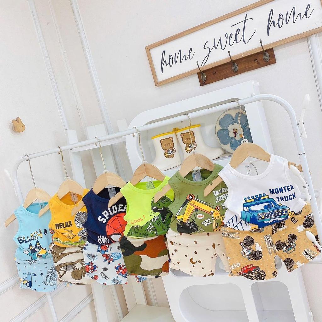 Premium cotton character sando and shorts set for 1-5 years old