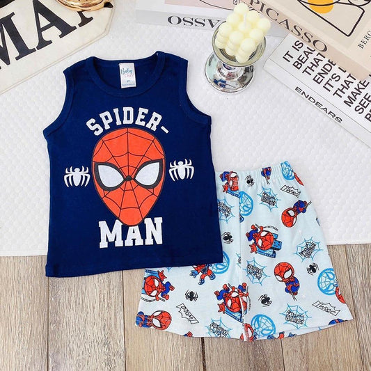 Premium cotton character sando and shorts set for 1-5 years old