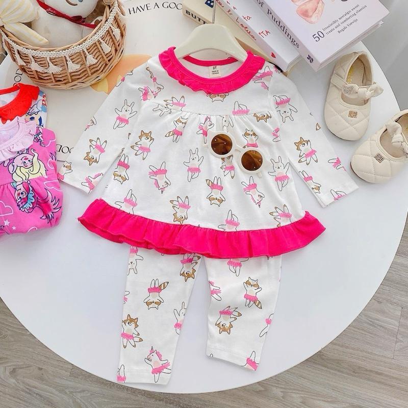 Ruffles Longsleeves Polo and Pajama Cotton sleepwear set for 1-5 years old