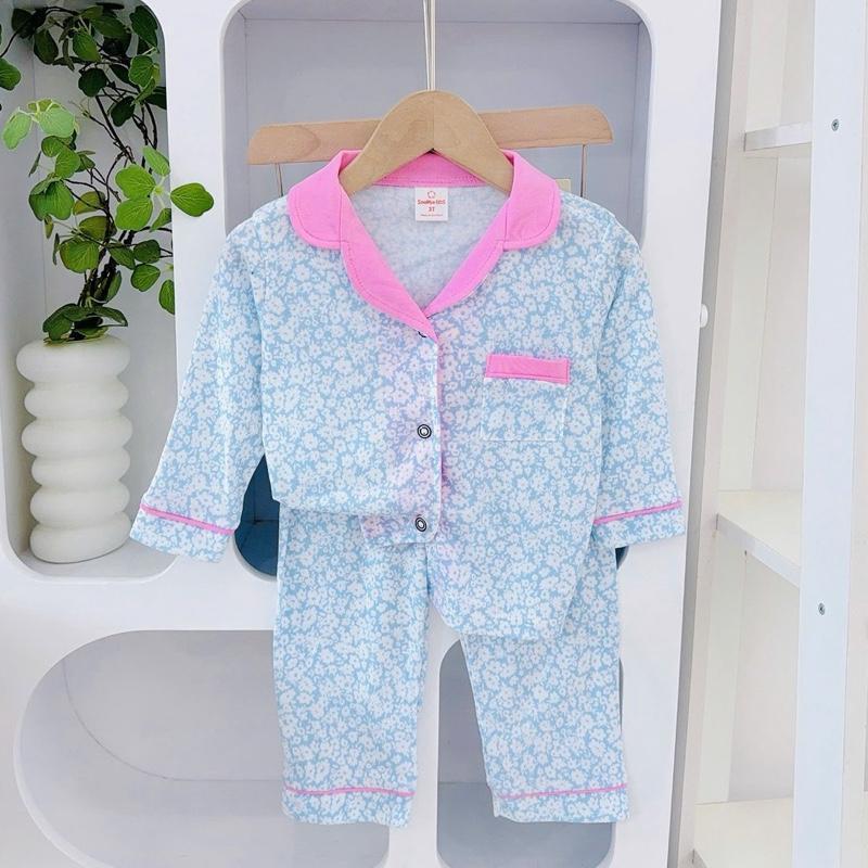 1-5 years old Cotton Terno Longsleeves Polo and Pajama sleepwear set for kids