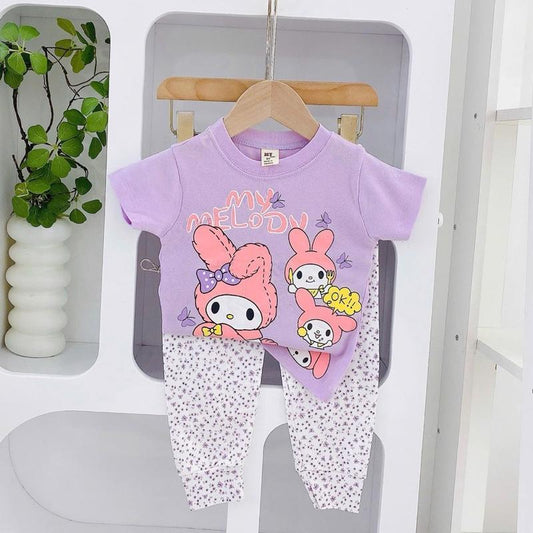 Colored Cotton Terno T-Shirt & Pajama Sleepwear Set for 1-5 years old