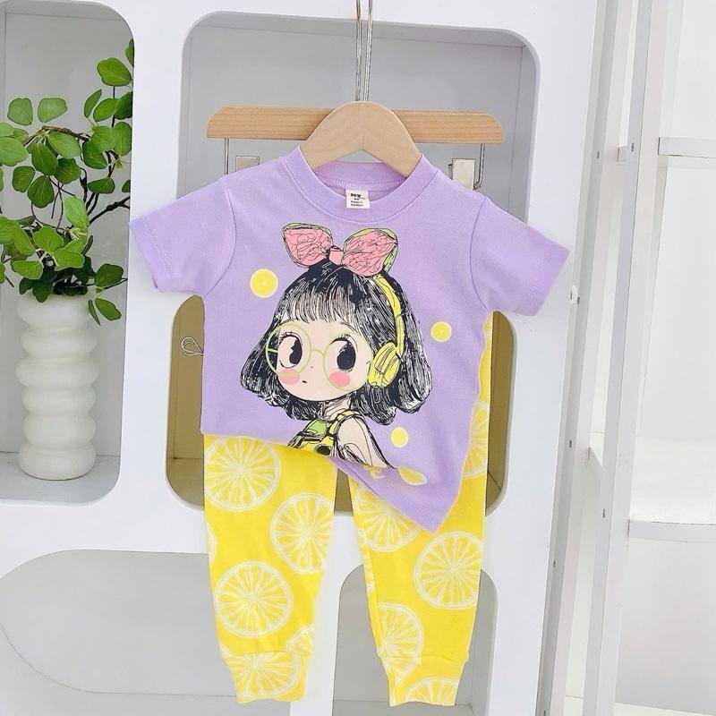 Colored Cotton Terno T-Shirt & Pajama Sleepwear Set for 1-5 years old
