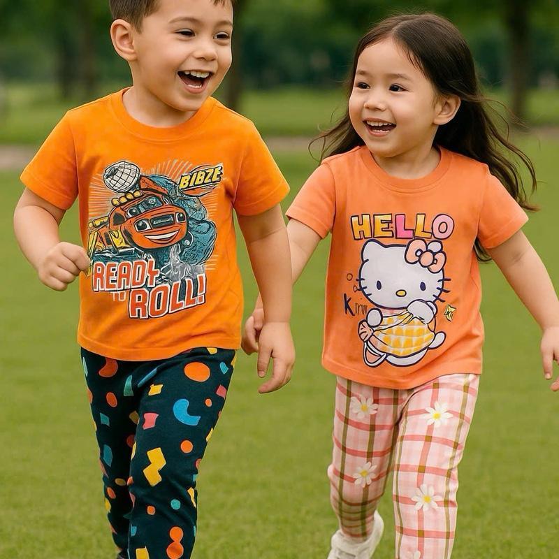 Colored Character Cotton Terno Tshirt and Pajama sleepwear set for 1-5 years old