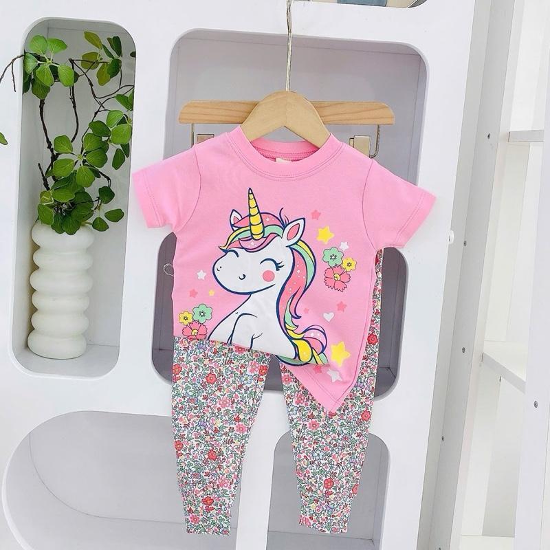 Colored Cotton Terno T-Shirt & Pajama Sleepwear Set for 1-5 years old