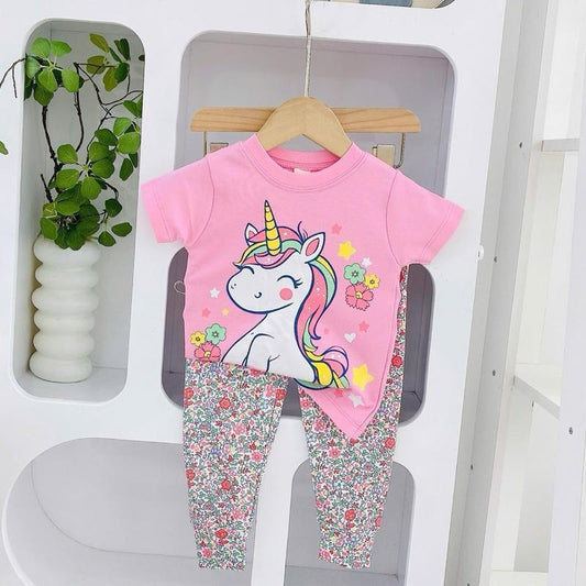 Colored Cotton Terno T-Shirt & Pajama Sleepwear Set for 1-5 years old
