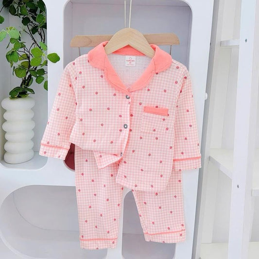 1-5 years old Cotton Terno Longsleeves Polo and Pajama sleepwear set for kids