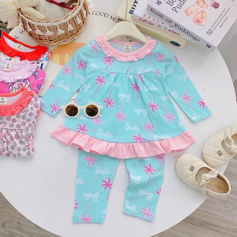 Ruffles Longsleeves Polo and Pajama Cotton sleepwear set for 1-5 years old