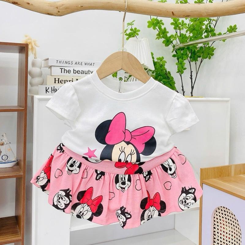 Colored Cotton Top & Skirt Outfit Set for 1-5 years old