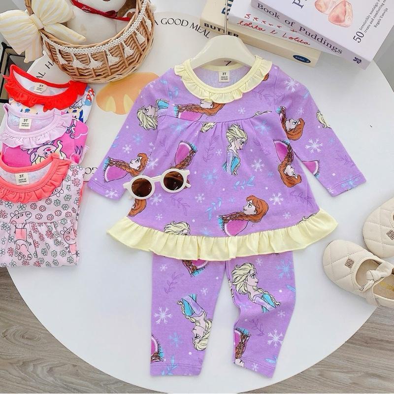 Ruffles Longsleeves Polo and Pajama Cotton sleepwear set for 1-5 years old