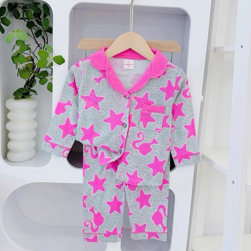 1-5 years old Cotton Terno Longsleeves Polo and Pajama sleepwear set for kids