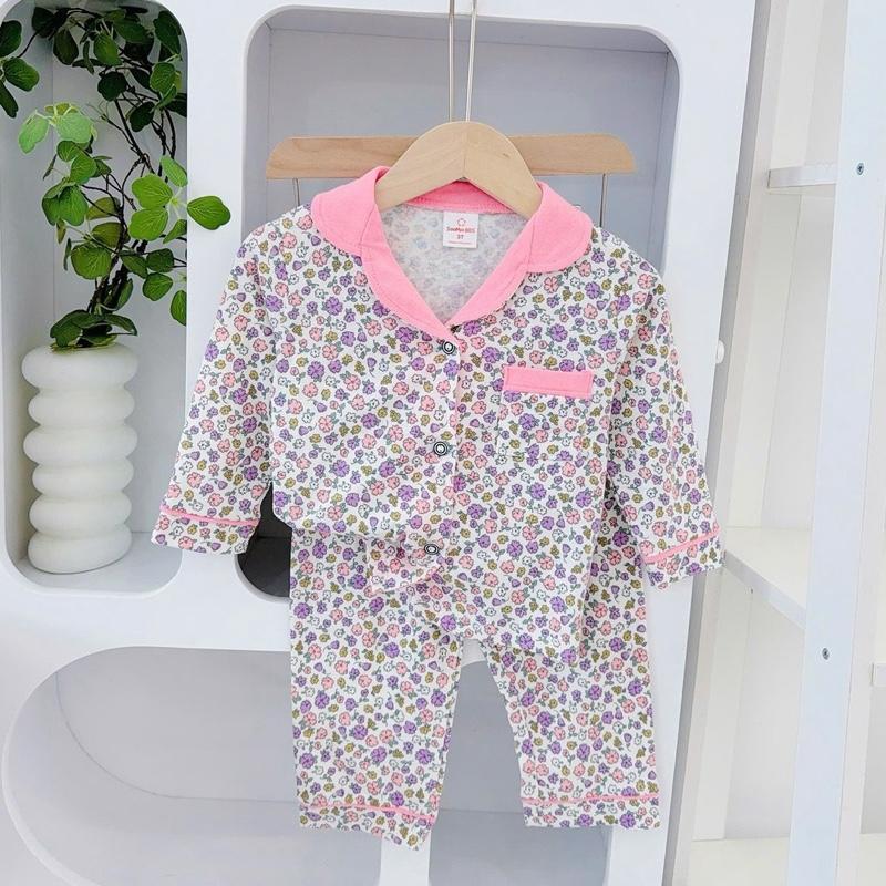 1-5 years old Cotton Terno Longsleeves Polo and Pajama sleepwear set for kids