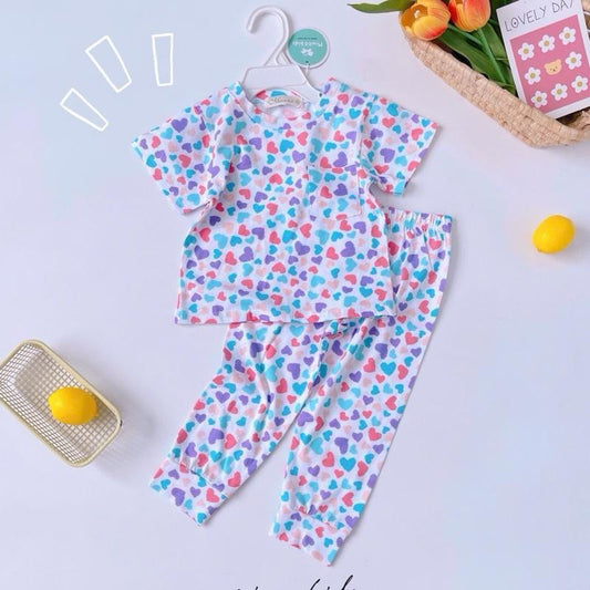 Miwoo Cotton Terno Tshirt with pocket and Pajama sleepwear Set for 1-5 years old