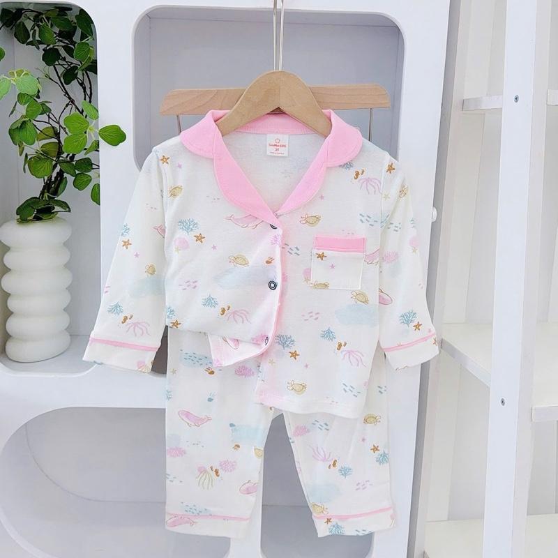 1-5 years old Cotton Terno Longsleeves Polo and Pajama sleepwear set for kids