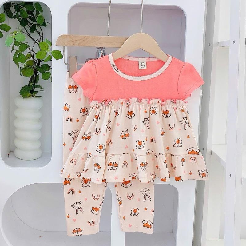 Ruffles and Pajama Cotton sleepwear set for 1-5 years old