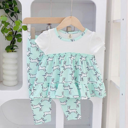 Ruffles and Pajama Cotton sleepwear set for 1-5 years old
